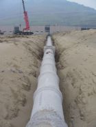 Reinforced pipes in trenches on site 08